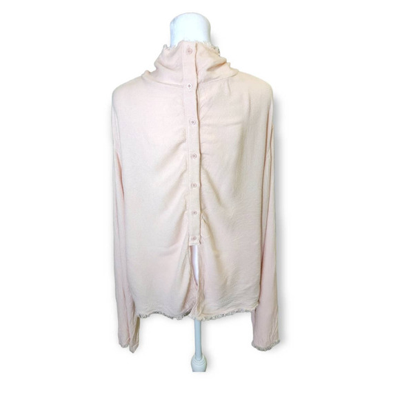 Cloth & Stone Frayed Edge Button Down Back Long Sleeve Top Size Medium - Picture 5 of 9